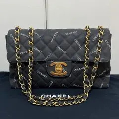CHANEL シャネル1995年キャンバスロゴパターンクラシックチェーンバッグ