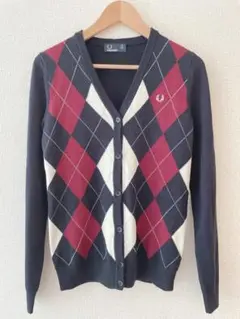 フレッドペリー(FRED PERRY)アーガイル柄 コットンニットカーディガン