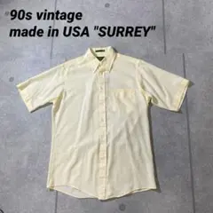 90sヴィンテージ　USA製 SURREY 半袖シャツ　ボタンダウン　黄色　M
