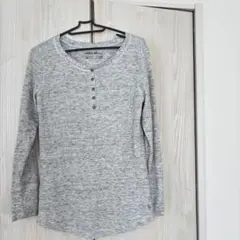 Eddie Bauer 長袖ヘンリーネックカットソー PM グレー 綿混