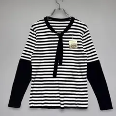 イエロードール/さ新品タグ付き/ボーダーVネック トレーナー 日本製\綿１００%