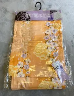 未使用品 レディース 浴衣 イエロー 花柄 ゆかた フリーサイズ