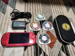 多少問題あり SONY PSP 本体 レッド 充電器・UMD4個付き