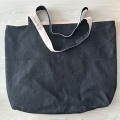ハンドメイド 手作り カバン バッグ 黒 ×ピンク デニム風