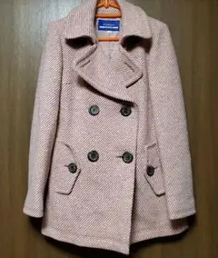 バーバリーブルーレーベルツイードピーコートピンクベージュS36トレンチコート