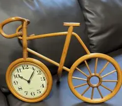 ラタン自転車型インテリア時計