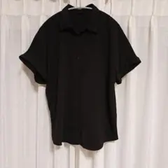 GU 半袖ドレープシャツ 黒 XL 春夏秋 ジーユー お仕事 ブラック