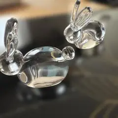 クリスタルガラス ウサギのオブジェ 約6cm x 4cm