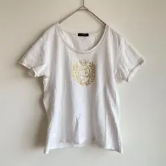 コムサイズム Tシャツ 半袖 プリント クラウン ゴールド カジュアル シンプル