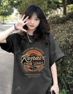 SHEIN スローガングラフィックドロップTシャツ　M