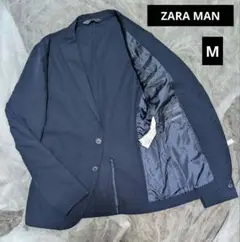ZARA MAN ウォッシャブルシアサッカーテーラードジャケット М ネイビー