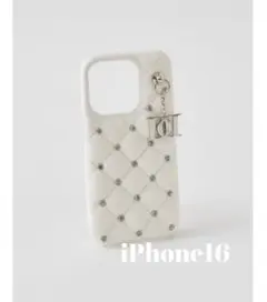DarichキルティングビジューDDチャームiPhoneケース 16 white