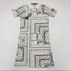 試着のみ ロサーセン 定価19800円 総柄 半袖 サマーワンピース S 白