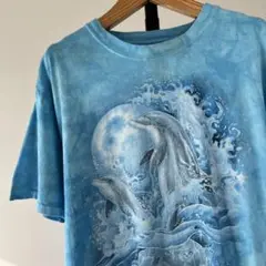 US古着　ザ・マウンテン　ドルフィン　Tシャツ　アニマル　動物　イルカ　水色　M