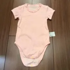ピンク 半袖ボディスーツ 80cm フリル付き