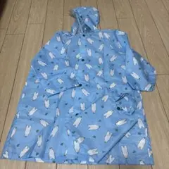 クマ柄水色キッズレインコート
