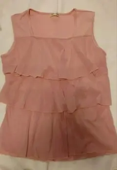 授乳服 ミルフェルム フリル ピンク ノースリーブ　Lサイズ