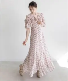 【美品】RANDA 2WAYスリーブフラワーシフォンワンピース