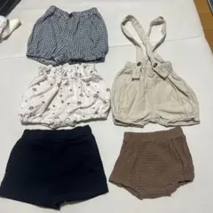 ベビーカボチャパンツ　5枚セット　ショートパンツ　半ズボン　女の子　80 淡色