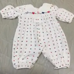 ロンパース 赤ちゃんの城 カバーオール ホワイト刺繍 くま 50サイズ 新生児