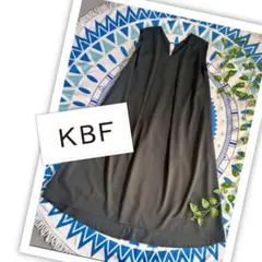 KBF＋ Vネック ノースリーブ ワンピース ダークブラウン