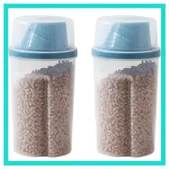 ペットフードストッカー 保存容器 1000ml 2個セット (グレーブルー)