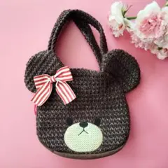 くまのがっこうジャッキーフェイスのジュートハンドバッグ