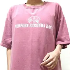 オーセンティックピグメント バミューダレース Tシャツ ピンク 朱色桃色 L古着