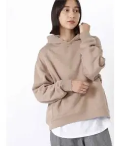 human woman 裏起毛ダンボールパーカー ベージュ