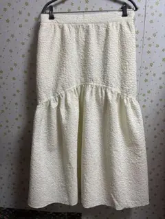 3Lサイズ アイボリー ティアードロングスカート