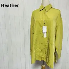 ヘザーHeather 長袖シャツブラウス【F】ゆったり　黄緑　速乾性　a594