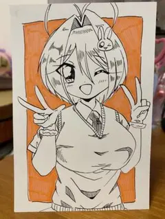 ドローイング 女の子 アナログイラスト