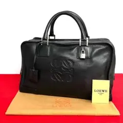 極 美品 保存袋付き ロエベ アマソナ 36 ボストンバッグ ハンドバッグ 黒