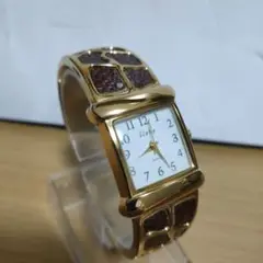 バングル レディースクォーツ時計★電池入り稼働品