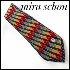 mira schon ミラショーン　メンズネクタイ　ネービー系／格子柄