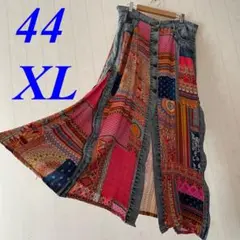 Desigual・パッチワークプリント・ロングスカート・XL・44サイズ・デニム