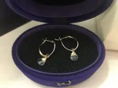 アガット 18k フープピアス アクアマリン10kチャームセット