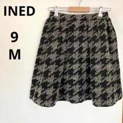 INED イネド M 千鳥チェック スカート ブラック ミニスカート 大人可愛い