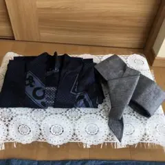 美品　メンズ　かまわぬ柄　浴衣　ワンタッチ帯付き（usd）