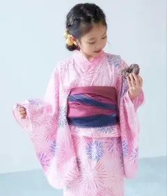【新品未使用　美品】devirock 浴衣　花火ピンク　110cm
