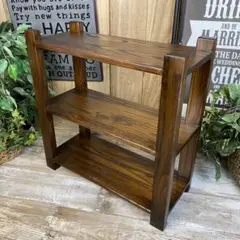 ナチュラルウッド天然木無垢材木製マルチラック三段(50㎝×52㎝)飾り棚収納置台