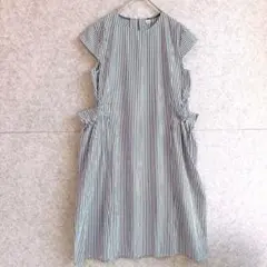 【ノーリーズ】 ストライプ柄 ゆったり ワイドシルエット フレンチ ワンピース