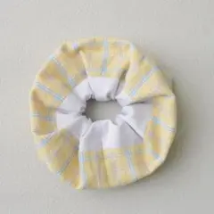 チェック柄シュシュ（イエロー）