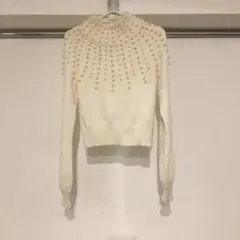 R エイミーイストワールeimyistoireパールビジューハイネックニット