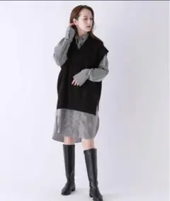 新品未使用⭐︎マイカアンドディール　mica&deal リネンジレ　ベスト　麻 マイカアンドディール MICA&DEAL linen double jacket （KHAKI