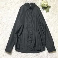 メンズ　ブラウス　長袖シャツ　Ｆ　黒　無地　光沢　シンプル　フォーマル