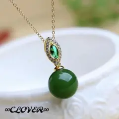 新作 翡翠 24k ネックレス czダイヤモンド ジェイド シルバー925