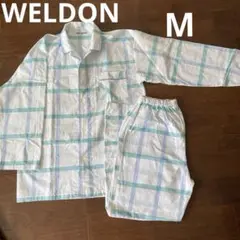 WELDON チェック柄パジャマセット　長袖、長ズボン　綿→100% Mサイズ