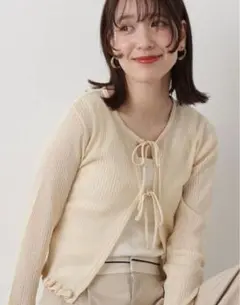 N. Natural Beauty Basic シアーシャインリブカーディガン