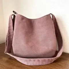 ハンドメイド　ラウンド型ショルダーバッグ　オールドローズ　ヴィンテージ11号帆布